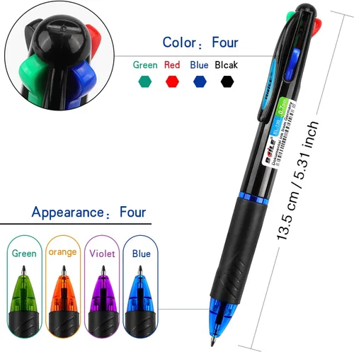 Vista 2 de Bribobo Paquete de 4 Bolígrafos Multicolor 4 en 1 de 0.7mm Retráctiles de Colores Bolígrafos de Regalo para Oficina, Suministros Escolares, Regalo