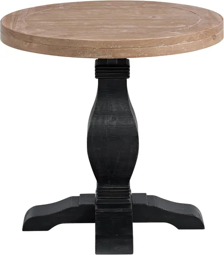 Vista 5 de Martin Svensson Home Napa - Mesa auxiliar con pedestal de madera maciza, color negro y madera flotante
