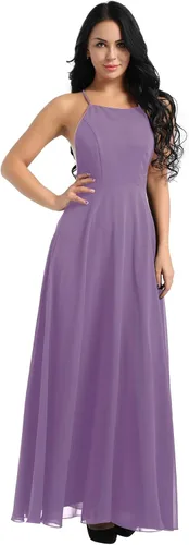 Vista 2 de YiZYiF - Vestido de fiesta de gasa para mujer, sin espalda