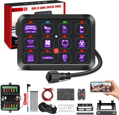Vista 14 de Nilight Panel de Interruptores de 6 Posiciones Sistema de Relé de Control de Circuito Universal con Arnés de Cableado con Fusible LED Pod Regulable