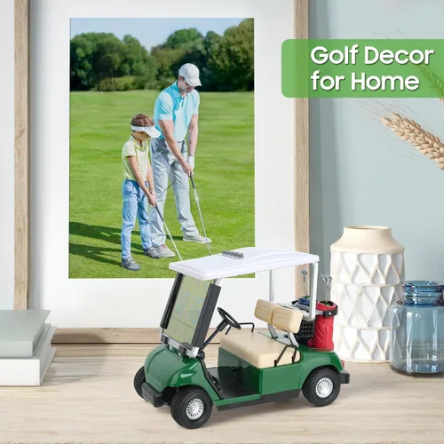 Vista 5 de 10L0L Mini carrito de golf, despertador, pantalla LCD, calendario, regalos de golf para hombres, aficionados, golfistas, recuerdo de carrera Verde