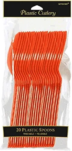 Vista 9 de Vibrantes cucharas de plástico color rojo manzana (paquete de 20) – ecológicas, duraderas y llamativas, perfectas para fiestas y eventos