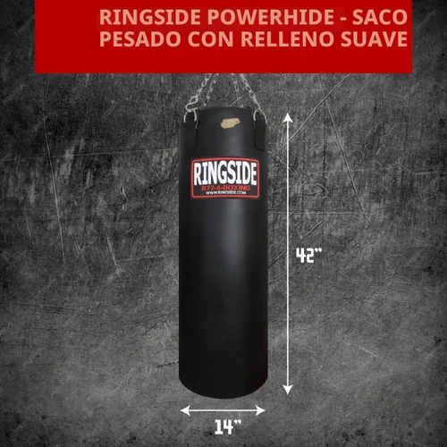 Vista 2 de Ringside Bolsa Pesada de Boxeo y Golpeo Powerhide de 100 libras (Relleno Suave) Negro, 100 LBS Soft-filled core with foam-lined strike surface for