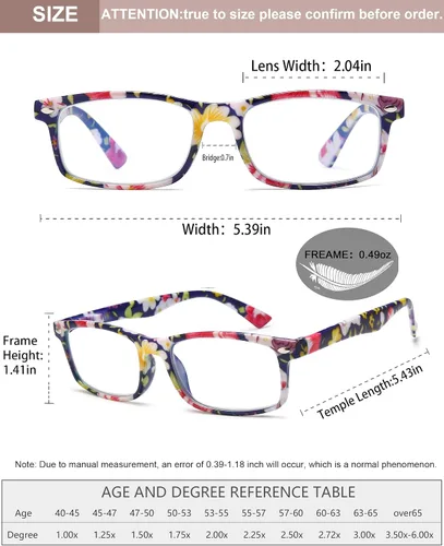 Vista 3 de Lentes de lectura elegantes para mujer, lectores con bloqueo de luz azul, anteojos para mujer, tramposos Rectangle blue light readers with