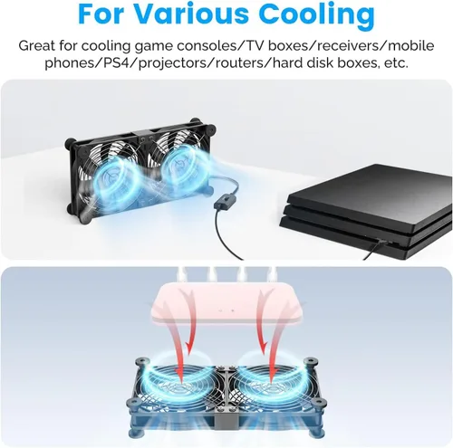 Vista 3 de Ventiladores de PC USB 2 en 1 de 4.724 in con 3 ventiladores