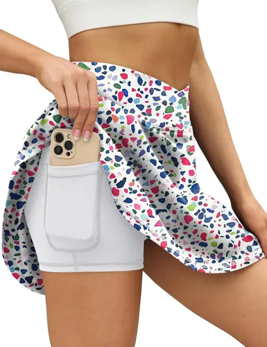 Vista 4 de LouKeith Faldas de Tenis para Mujeres, Plisadas, Cruzadas, de Cintura Alta, Atléticas, para Entrenamiento, Golf, Faldas-Pantalón con Bolsillo