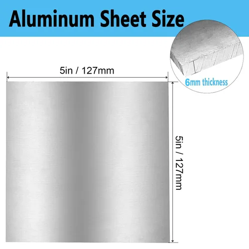 Vista 3 de Hoja de aluminio 6061, 5 x 5 x 1/4 pulgadas de espesor, Panel plano plano de placa de aluminio, Placa de aluminio de metal resistente 0.236 in