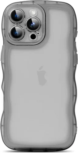 Vista 114 de SKYLMW Funda compatible con iPhone 12 Pro, diseño de ondas rizadas kawaii, borde chapado de lujo, elegante parte trasera transparente brillante, TPU