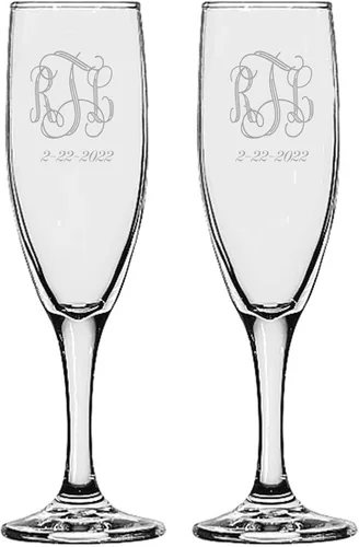 Vista 10 de GIFTS INFINITY® Juego de 2 copas de champán grabadas para boda con corazón de Infinity, copas personalizadas para brindis - Regalo para el Día