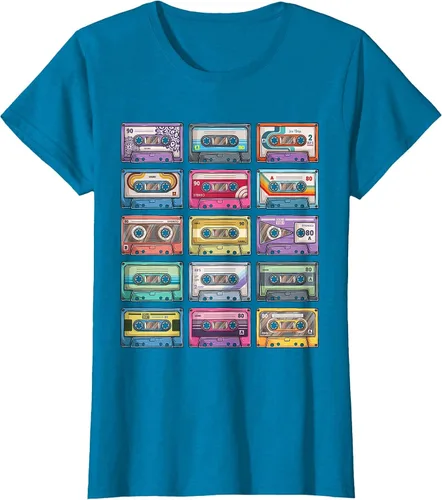 Vista 53 de Vintage Cassette Tapes Collection 80's 90's Music Mixtape T-Shirt Asphalt Grey