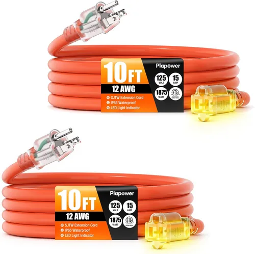 Vista 23 de Cable de extensión para exteriores calibre 12/3, 50 pies, resistente al Negro