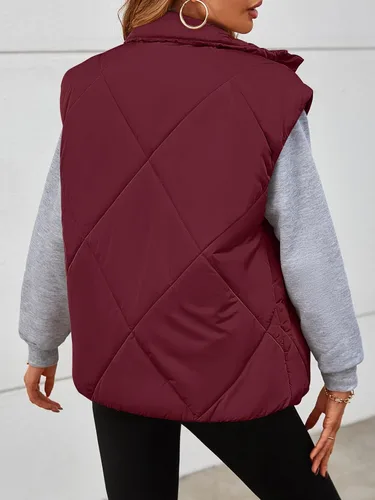 Vista 4 de MEROKEETY Chaleco acolchado de invierno para mujer 2024 con cuello alto, con cremallera, con bolsillos