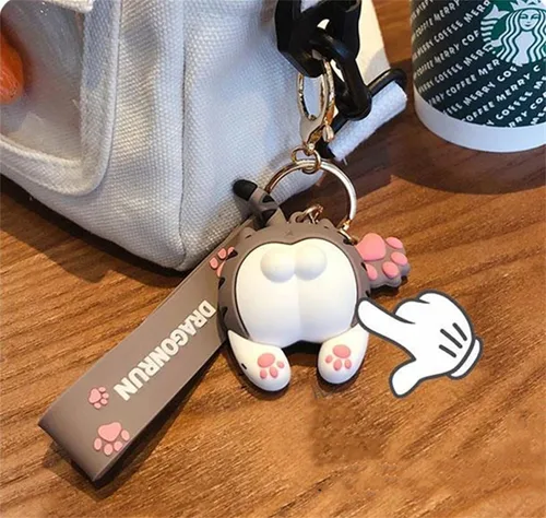Vista 2 de Gokmnjiuh Llavero de gato de dibujos animados con llavero de metal para llavero de coche, accesorios para niñas y mujeres