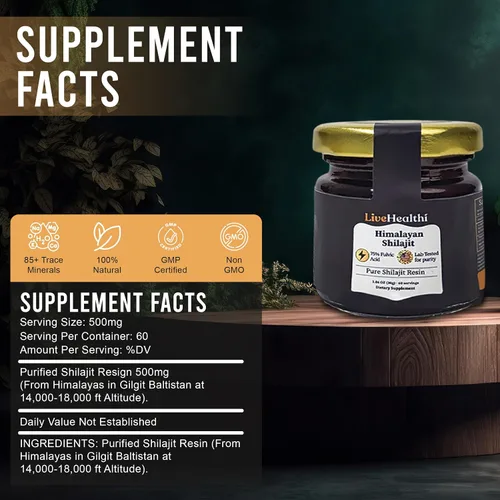 Vista 2 de Resina Shilajit pura del Himalaya – 75 porciones para refuerzo de energía y apoyo inmunológico – Shilajit orgánico contiene más de 85 minerales