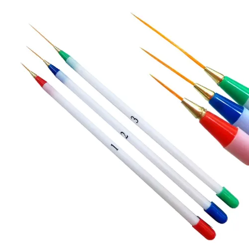 Vista 2 de Set de 3 unids/paquete de dibujo fino rayado delineador consejos de diseño de uñas arte pluma pinceles cepillo salón DIY gel UV manicura herramienta