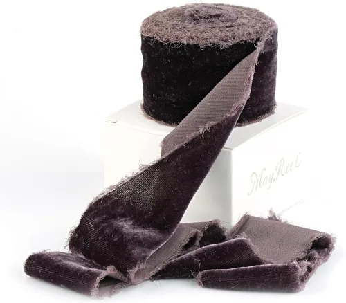 Vista 24 de MAYREEL Cinta de terciopelo negro de 2 pulgadas, cinta desgarrada a mano, borde deshilachado de seda para ramos de novia, invitaciones, libros