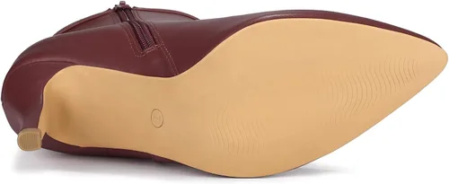 Vista 6 de Allegra K Botines de tacón de aguja con punta puntiaguda y cremallera lateral para mujer