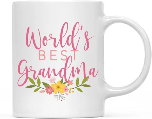 Vista 47 de Andaz Press Taza de café de 11 oz, regalo de broma de la mejor abbuela del mundo, diseño floral, paquete de 1