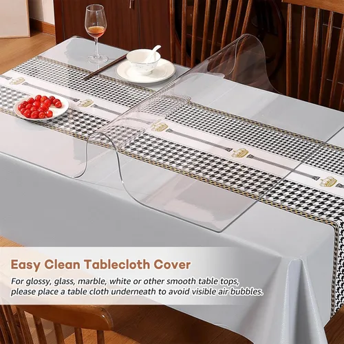 Vista 5 de RostiKong Protector de Mesa Transparente 14x24 Pulgadas Alfombrilla de Escritorio de Vinilo Secante Encima de Escritorios Protector de Mesa de PVC