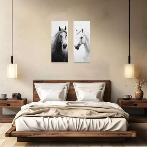 Vista 2 de ZXHYWYM Juego de 2 arte para pared de caballos salvajes, caballos salvajes, retratos, lienzos, pintura en lienzo de animales de granja, marco