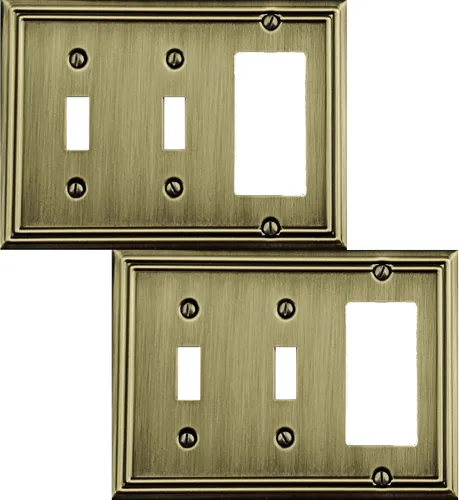 Vista 16 de OKAWYC Cubierta Individual en Blanco para Interruptor de Luz Placa de Pared de Metal Adler, Paquete de 4 Latón Antiguo 1 Gang, Cubierta