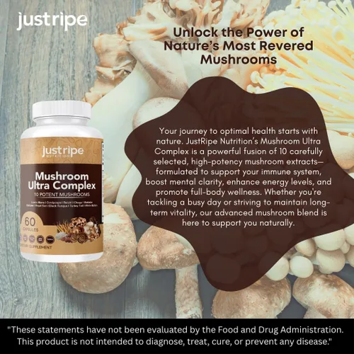 Vista 2 de Reishi, Cordyceps, melena de león y shiitake, refuerzo del sistema inmunológico y suplemento cerebral nootrópico, mejora la memoria