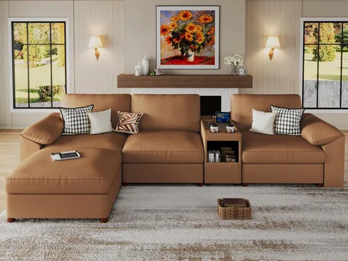 Vista 24 de EASE MOOSE Sofá modular seccional, sofá en forma de U para sala de estar Beige
