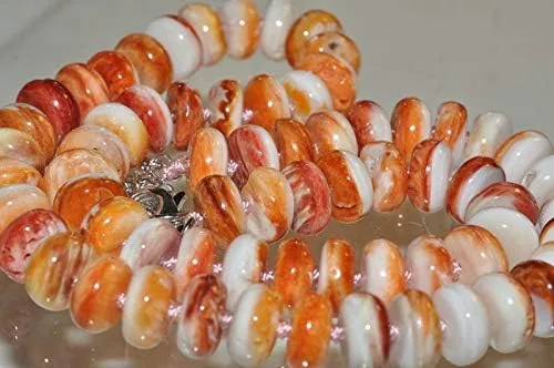 Vista 4 de Bella-gems Collar de concha de ostra espinosa naranja y rojo mexicano natural I1279