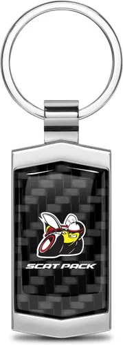 Vista 6 de iPick Image for Dodge Scat-Pack Full Color Real 3K Carbon Fiber Metal Case Key Chain