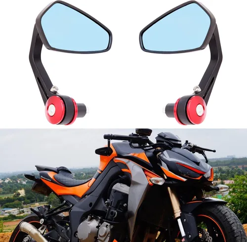 Vista 8 de Espejos universales negros para motocicleta, espejos laterales de barra compatibles con Honda, Scooter, Suzuki, Yamaha, Kawasaki, Victory, Harley