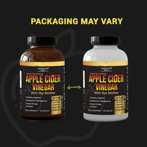 Vista 7 de Cápsulas de vinagre de sidra de manzana intencionalmente desnudas – Ayuda a la digestión 120 ct Organic, Raw, Unfiltered ACV capsule with the