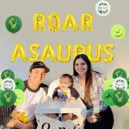 Vista 3 de Decoraciones de cumpleaños de One a Saurus, decoraciones de primer cumpleaños con temática de dinosaurio con rugido de Oneasaurus, globos