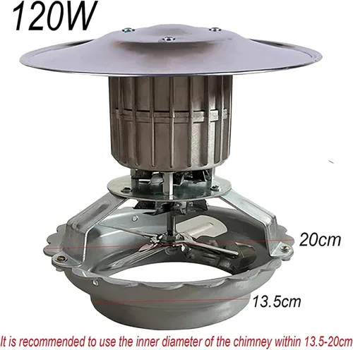Vista 2 de Ventilador de tiro inducido por chimenea doméstica Ventilador de escape de 120 W, máquina de humo de escape doméstico, ventilador de chimenea