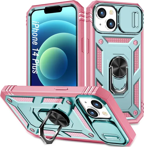 Vista 12 de Funda para iPhone 14, a prueba de golpes, resistente a los impactos, con lente deslizante protectora para iPhone 14 (6.1 pulgadas) (azul)
