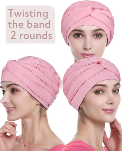 Vista 5 de Gorro de quimioterapia, sombrero de verano de bambú para mujer, turbante para la cabeza para mujer
