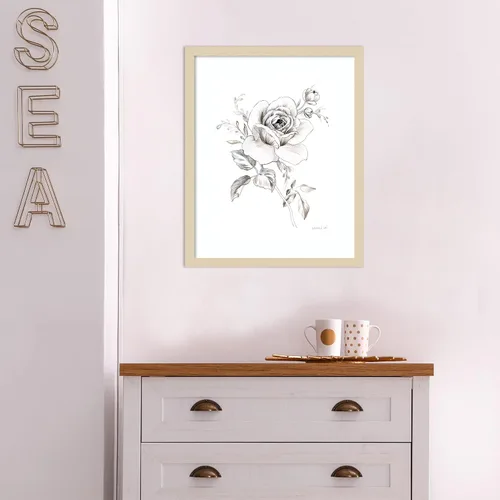 Vista 4 de Amanti Art Impresión artística enmarcada para pared, 21 x 17 pulgadas, cuaderno de bocetos Garden IX BW por Danhui Nai, arte de pared de flores