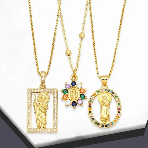 Vista 4 de Collar con colgante de San Judas de oro amarillo de 14 quilates con cadena Tadeo Saint Jude cadena de san judas tadeo para hombre Colgante San Judas