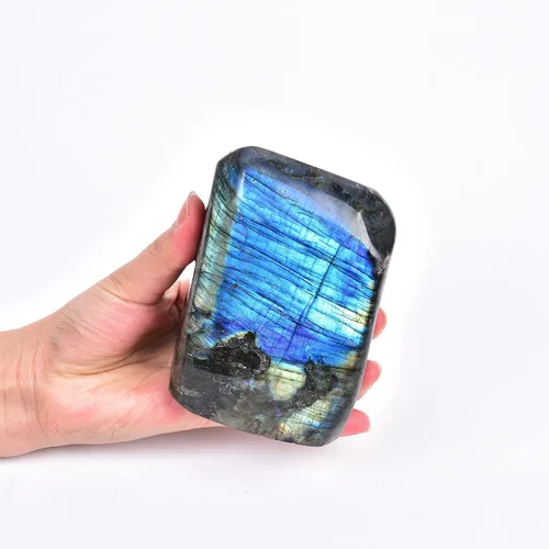 Vista 9 de AMOYSTONE Piedra decorativa única labradorita pulida losa cristal aura curación reiki decoración del hogar pequeña 0.8-1.3 libras