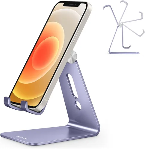 Vista 16 de OMOTON C2 Soporte de aluminio ajustable para teléfono celular con corte de carga, negro