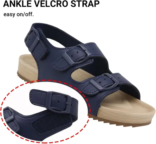 Vista 3 de Sandalias ajustables de doble hebilla para niñas y niños, zapatos de verano ligeros con velcro para niños pequeños y grandes
