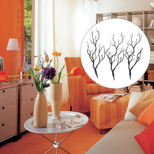 Vista 6 de IMIKEYA 3 ramas de árbol secas de cuernos artificiales, ramitas decorativas secas artificiales, arte de bruja, rama de cuernos de bruja, plantas
