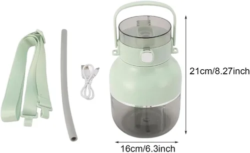 Vista 3 de Smoothie Blender 500ml Personal Mixer 70W Leakproof Cup USB C Charging with Carrying Strap for Office Lightweight, Green