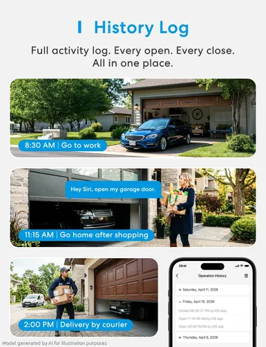 Vista 8 de Meross Control remoto inteligente para abrir puerta de garaje con antena externa, hasta 3 puertas individuales, compatible con Apple HomeKit, Amazon