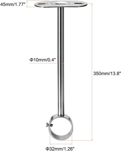 Vista 2 de uxcell Soporte de montaje en techo, soporte de tubería para armario, 1.260 in de diámetro, cortina de ducha, armario, armario, palanca de barra