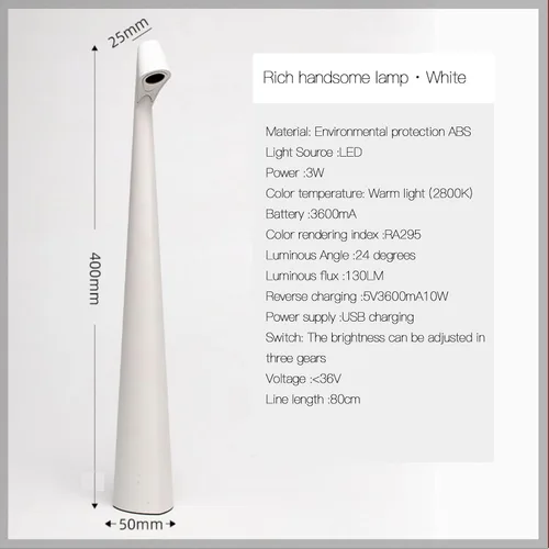 Vista 2 de Lámpara de escritorio de aprendizaje dormitorio, decorativo de alta Fu Ku recargable luz de noche de noche, carga USB, más niveles más atenuador
