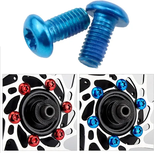Vista 6 de Tornillo Rotor de freno de disco de bicicleta Tornillo de rotor de bicicleta M5x10mm para bicicleta de carretera Bicicleta de montaña (azul) 24pcs