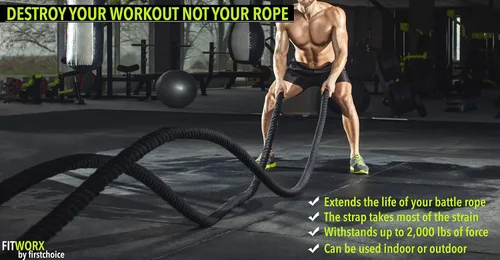 Vista 5 de Kit de correa de anclaje de cuerda de batalla con guía de entrenamiento de cuerda de batalla - FitWorx por RadBizz