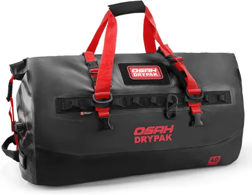 Vista 26 de Bolsa de lona impermeable 25L/40L/60L – Bolsa trasera de motocicleta resistente, bolsa seca enrollable para viajes, camping, canotaje, kayak