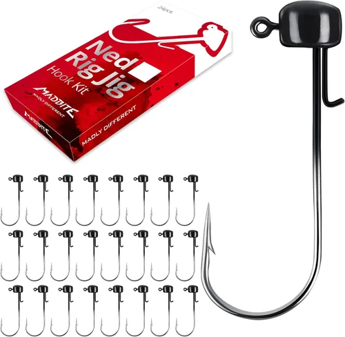 Vista 11 de MadBite by KastKing Ned Rig Jig Heads for Soft Fishing Lure Kits Negro