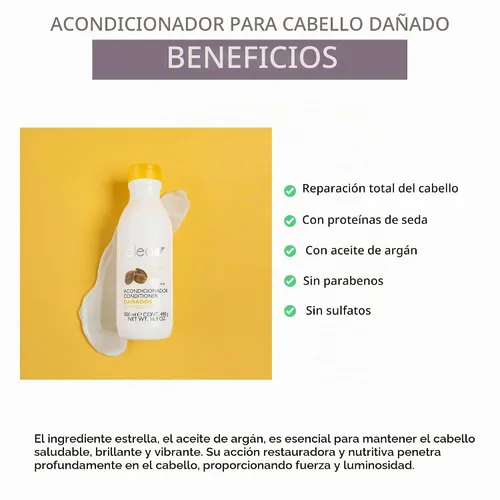 Vista 3 de ALEA - Acondicionador para el cabello dañado - Línea de cabello dañado - 16.9 fl oz - con proteínas de seda y aceite de argán - Libre de sulfatos